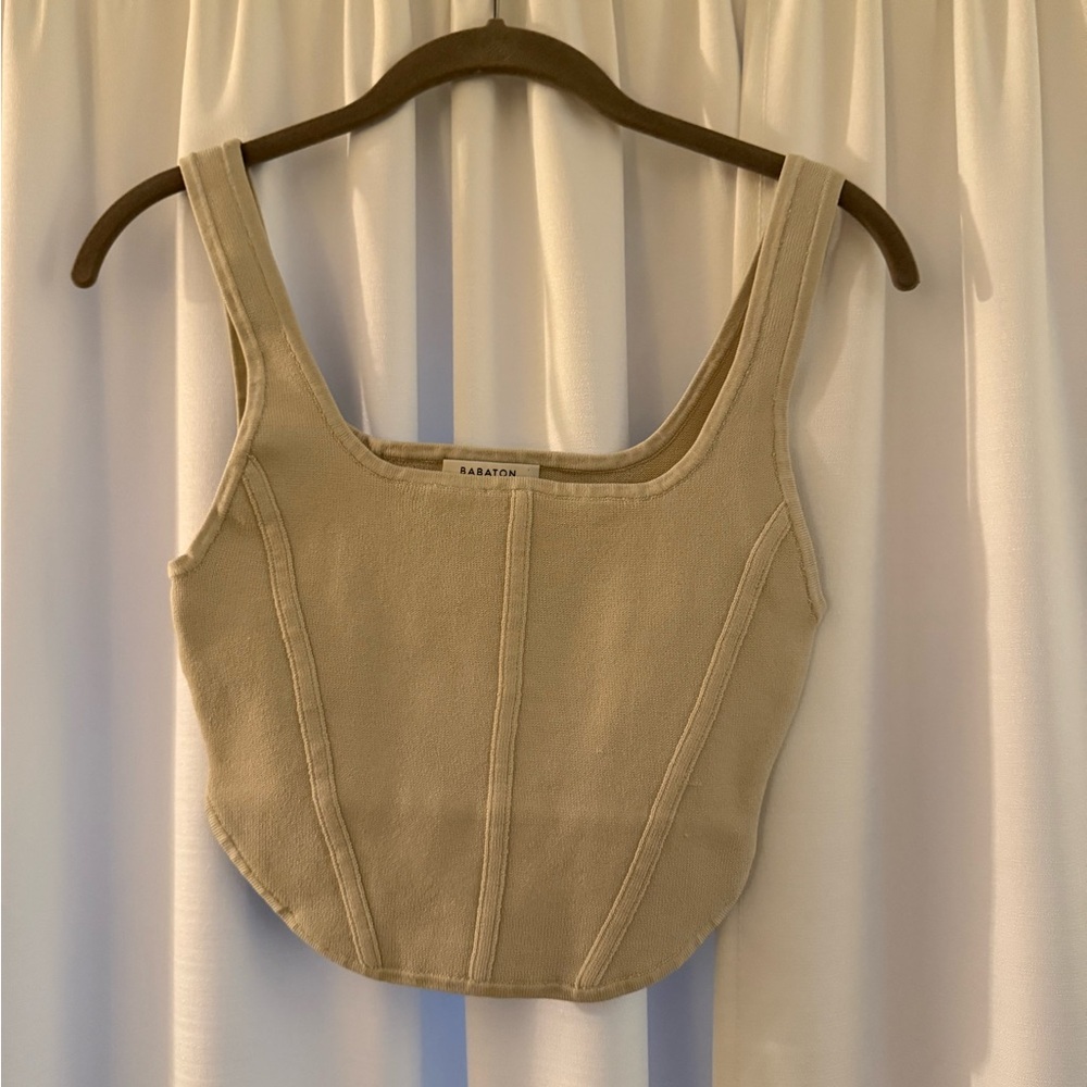Aritzia Tan Structured Scoop Crop Top